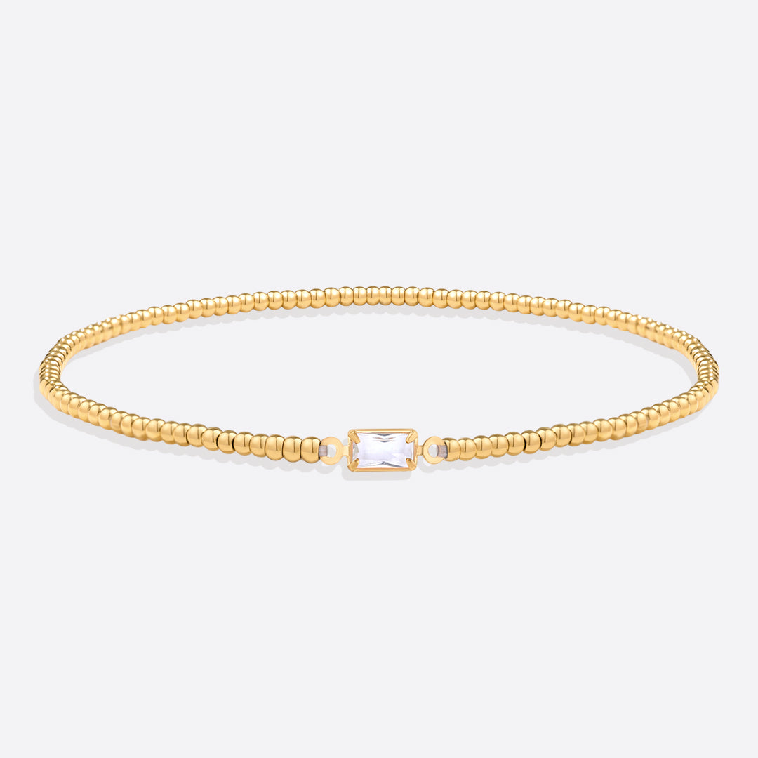 Bracciale con Pietra di Nascita e Perline Dorate