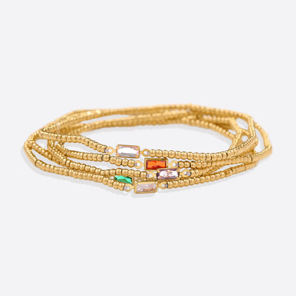 Bracciale con Pietra di Nascita e Perline Dorate
