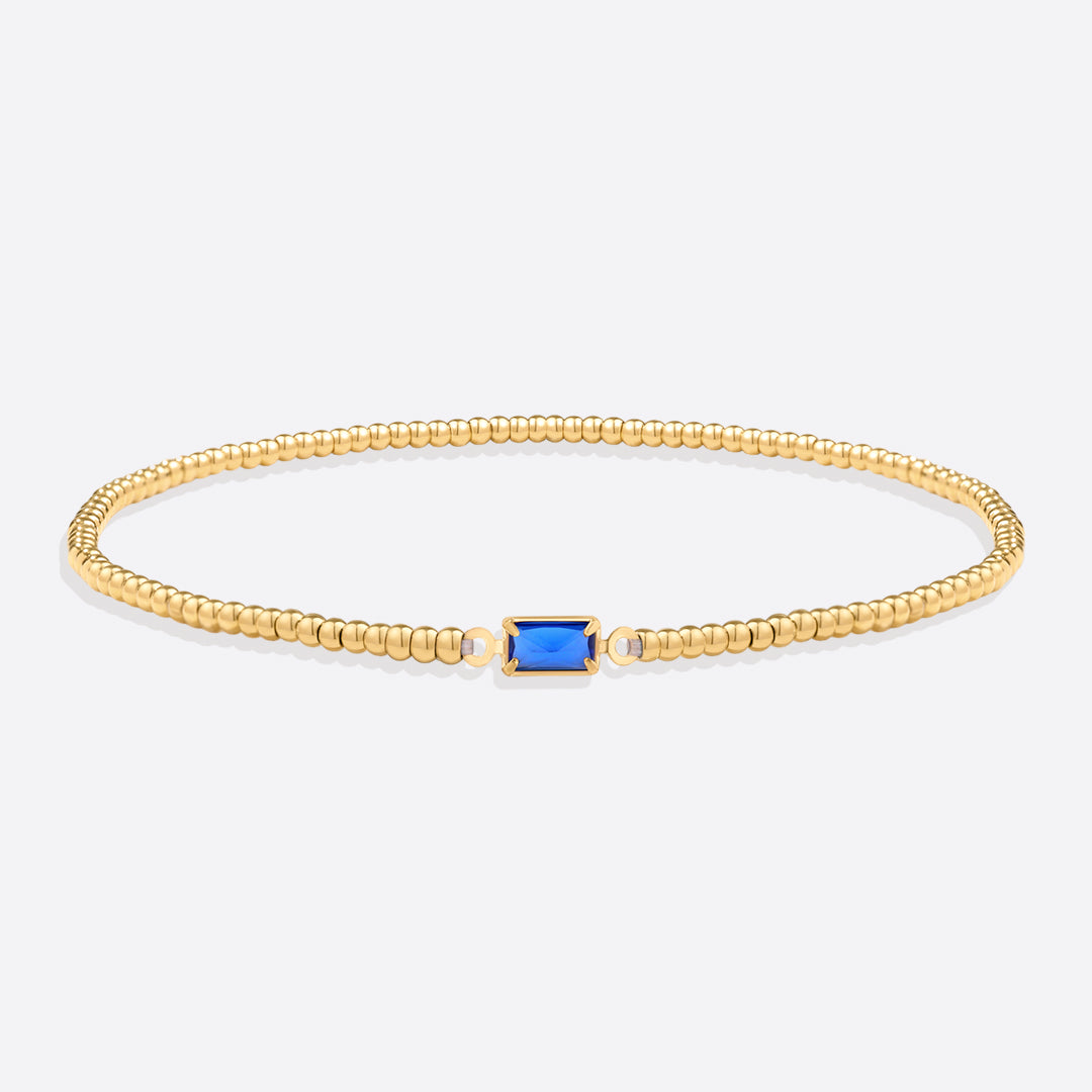 Bracciale con Pietra di Nascita e Perline Dorate