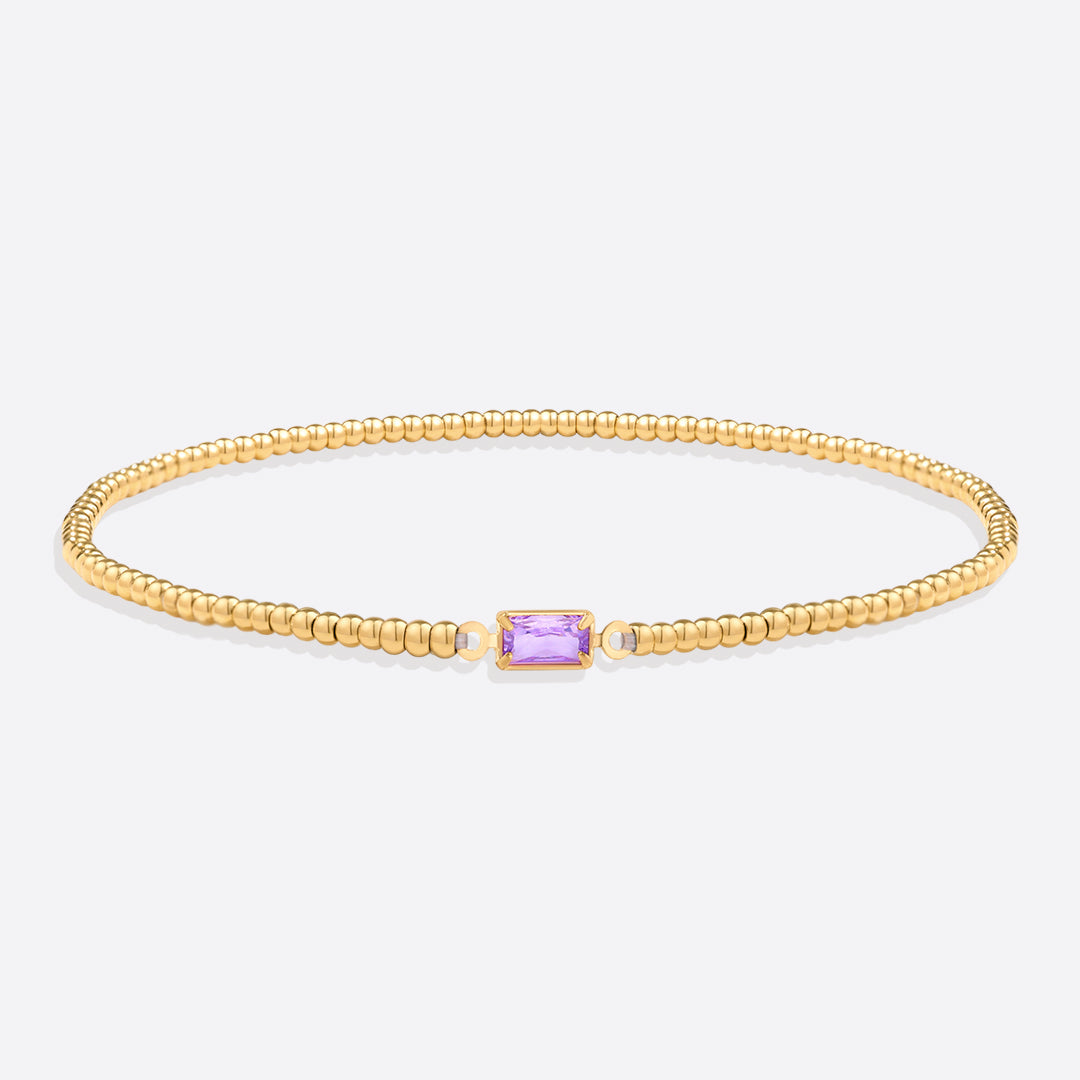Bracciale con Pietra di Nascita e Perline Dorate