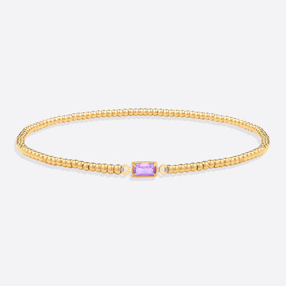 Bracciale con Pietra di Nascita e Perline Dorate