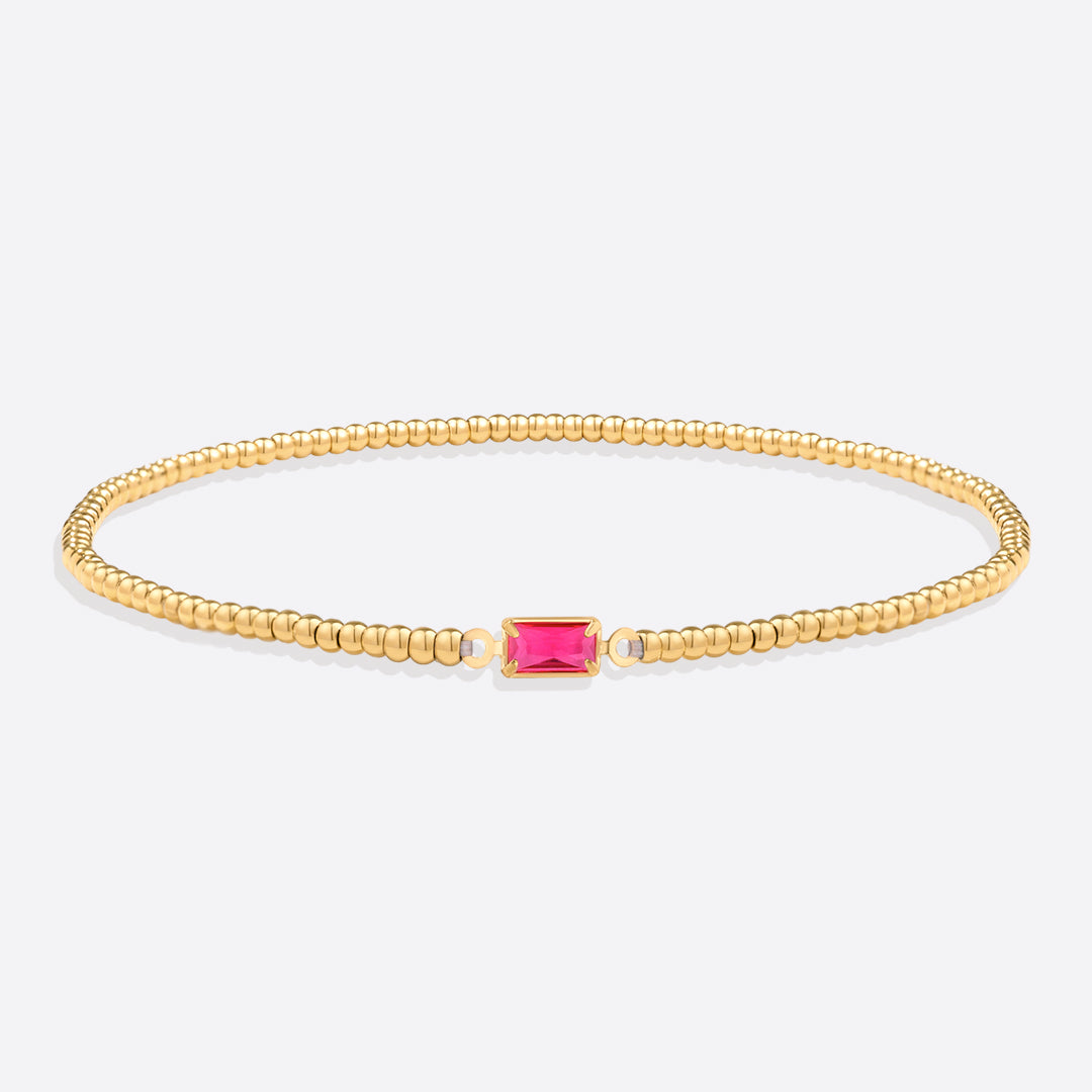 Bracciale con Pietra di Nascita e Perline Dorate