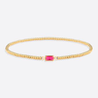 Bracciale con Pietra di Nascita e Perline Dorate