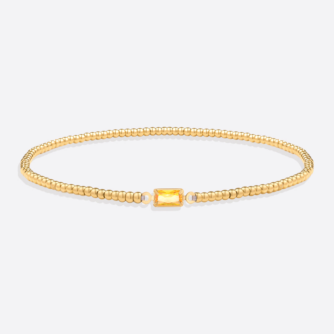 Bracciale con Pietra di Nascita e Perline Dorate