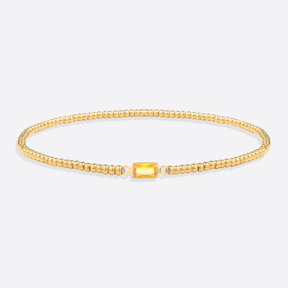 Bracciale con Pietra di Nascita e Perline Dorate