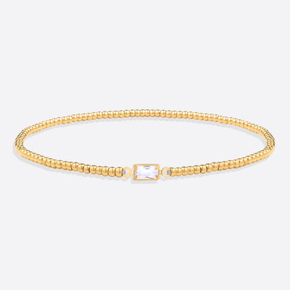 Bracciale con Pietra di Nascita e Perline Dorate