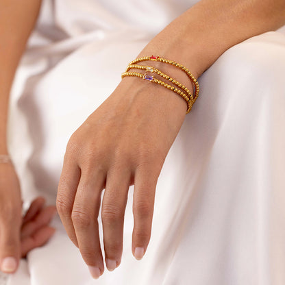 Bracciale con Pietra di Nascita e Perline Dorate