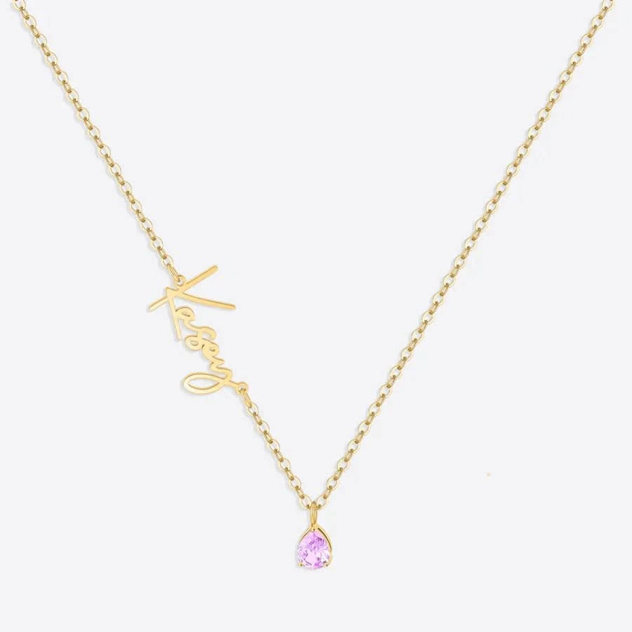 Handmade Birthstone Name Necklace