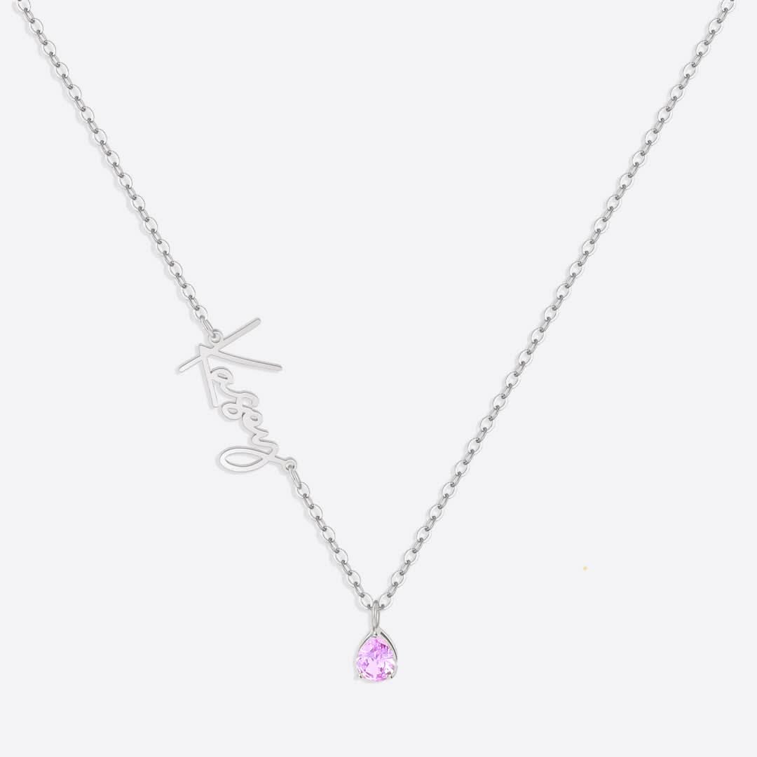 Handmade Birthstone Name Necklace