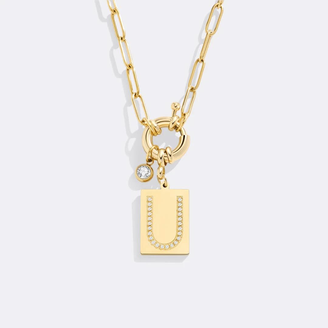 Collana con ciondolo iniziale e catena a graffetta