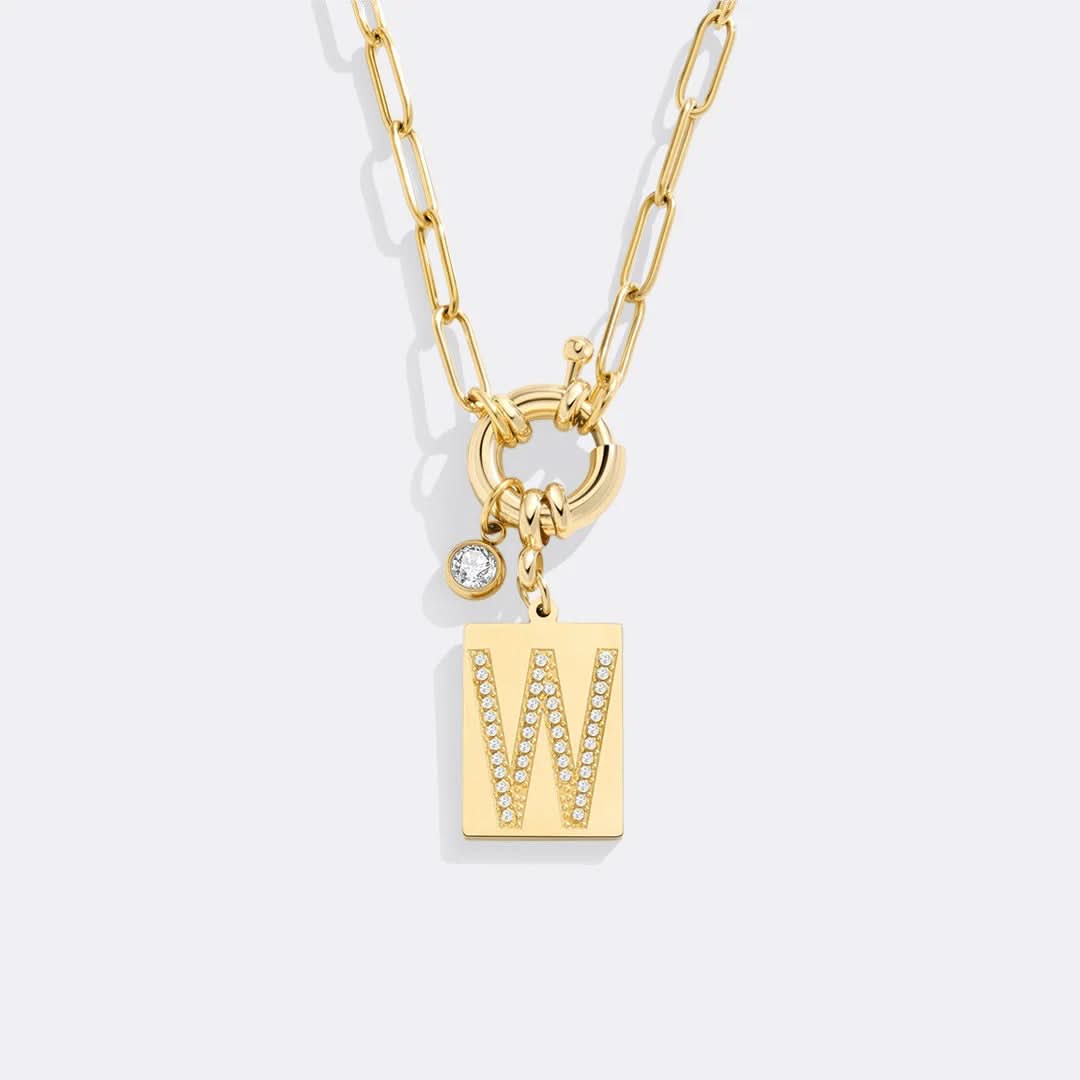 Collana con ciondolo iniziale e catena a graffetta