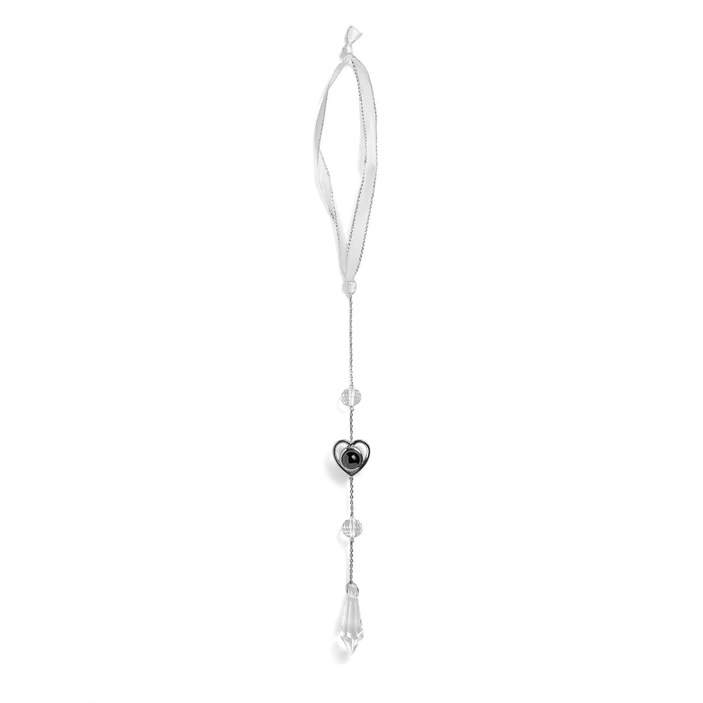 Ornamento personalizzato a forma di cuore con cubetto di ghiaccio e foto