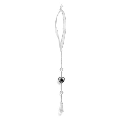 Ornamento personalizzato a forma di cuore con cubetto di ghiaccio e foto