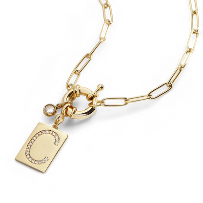 Collana con ciondolo iniziale e catena a graffetta